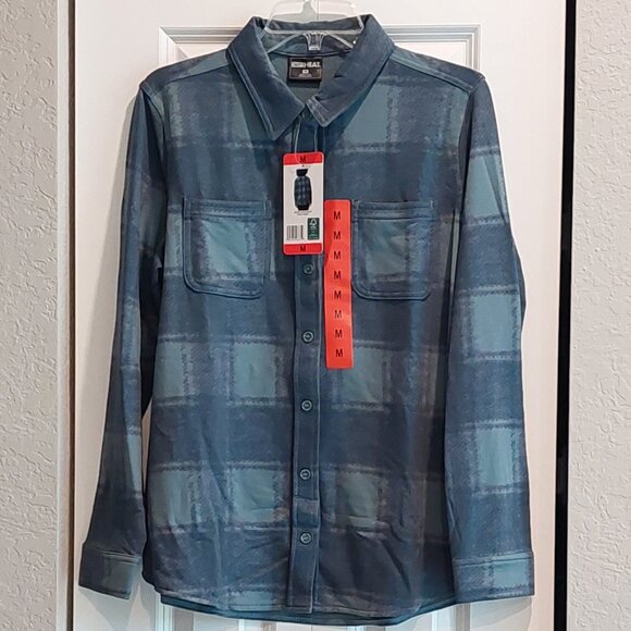 NEW 32 Degrees Heat Blue Long Sleeve Button Down Shirt Women's Size M - Picture 1 of 10